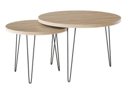 Mesa de centro redonda LAPP conjunto Ø50 + Ø68 cm Carvalho Sonoma