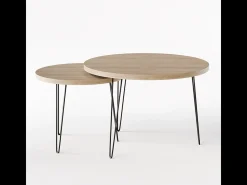 Mesa de centro redonda LAPP conjunto Ø50 + Ø68 cm Carvalho Sonoma