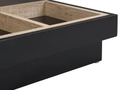 Mesa de centro tampo giratório MDF lacado a preto e natural claro - FAUSTO