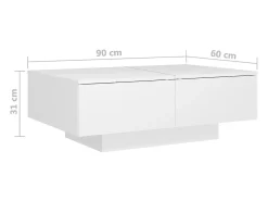 Mesa de centro 90x60x31 cm contraplacado branco