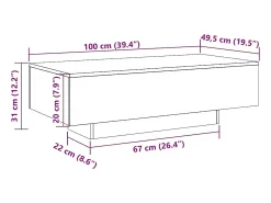 Mesa de centro 100x49,5x31 cm derivados madeira carvalho sonoma