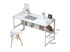 Mesa de computador branca juvenil com prateleira moderna 100 cm