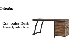 Mesa de Computador com 3 Gavetas, Mesa Industrial de PC Mesa de Estudo Mesa de Escritório Workstation com Armazenamento de Arquivos