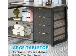 Mesa de computador em formato de L com gavetas de armazenamento, mesa de canto com prateleiras, mesa de escritório em formato de L reversível
