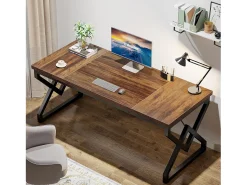 Mesa de computador grande de 160 x 70 x 75 cm para escritório, local de trabalho, escritório executivo para o escritório em casa