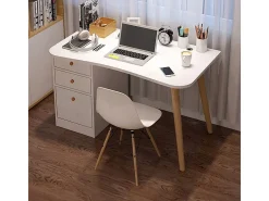 Mesa de computador para casa ou escritório com gavetas brancas mesa de 100 cm estilo loft escandinvano