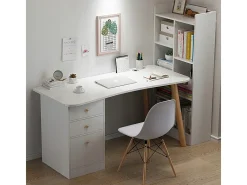 Mesa de computador para casa ou escritório com gavetas brancas mesa de 100 cm estilo loft escandinvano