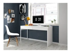 Mesa de computador touch, branco mate artik, com 2 gavetas