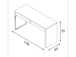 Mesa de computador touch, branco mate artik, com 2 gavetas
