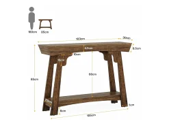 Mesa de console de 105 cm com armazenamento, 2 níveis em madeira, com prateleira, gaveta estreita, mesa para trás do sofá para sala de estar, marrom rústico