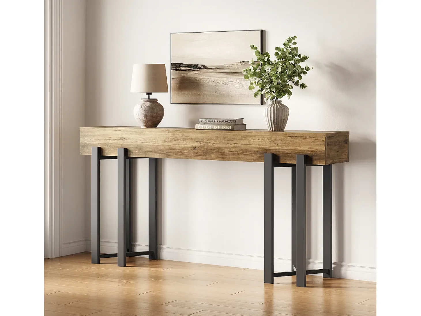 Mesa de Console de 160cm para Entrada, Mesa Industrial Atrás do Sofá