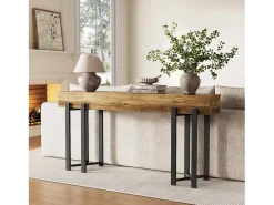 Mesa de Console de 160cm para Entrada, Mesa Industrial Atrás do Sofá
