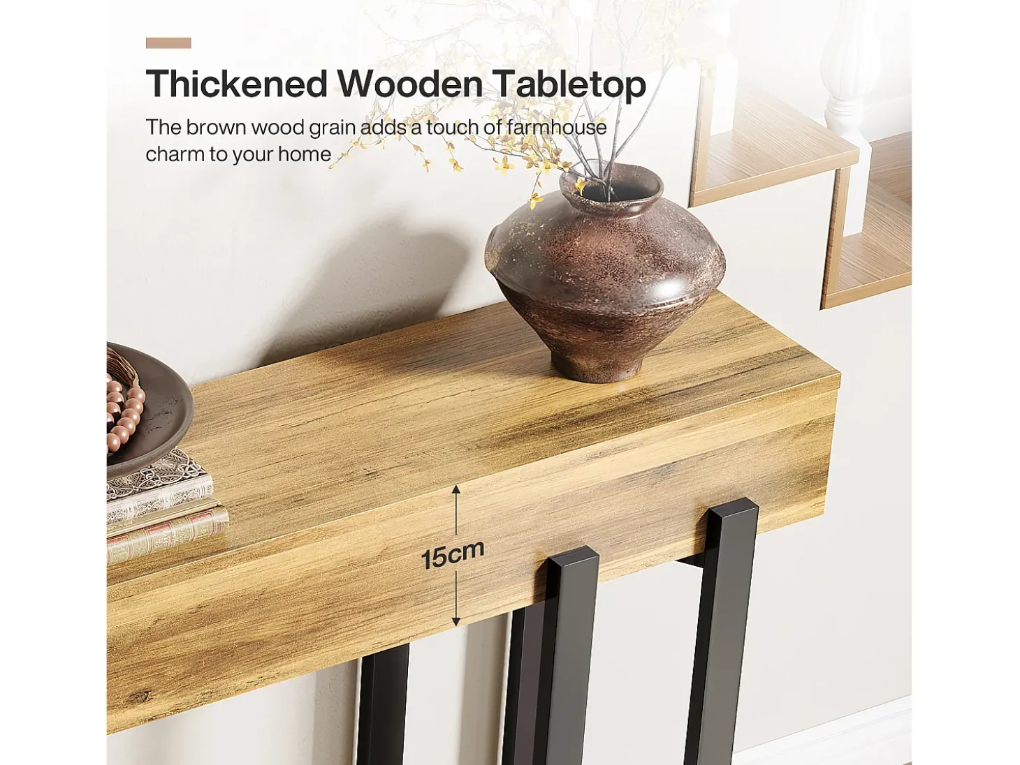 Mesa de Console de 160cm para Entrada, Mesa Industrial Atrás do Sofá