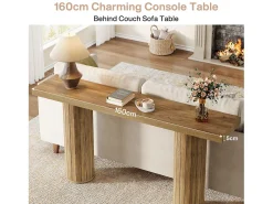 Mesa de console extra-longa de 160 cm, mesa retangular para entrada, mesa de sofá atrás do sofá