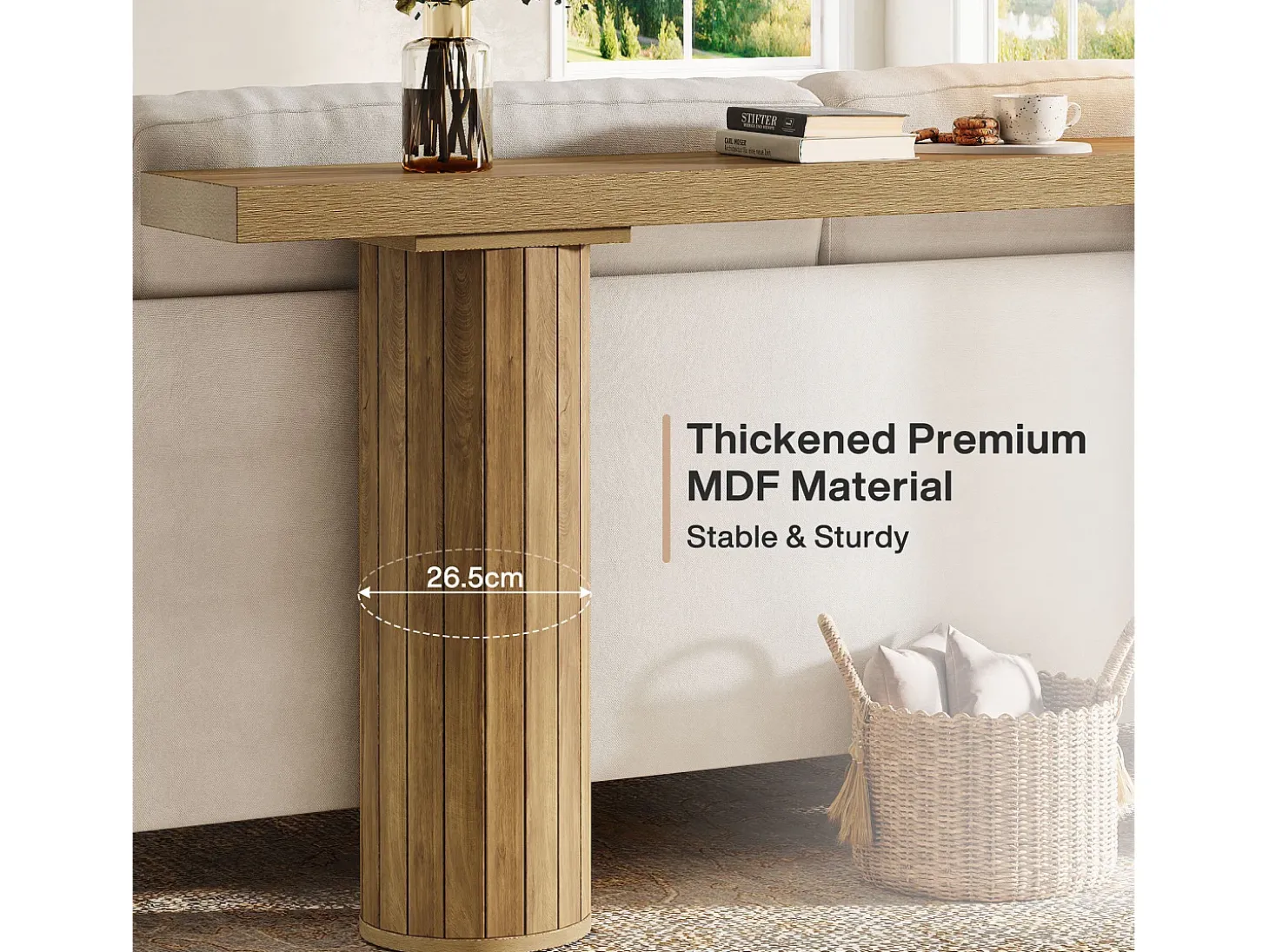 Mesa de console extra-longa de 160 cm, mesa retangular para entrada, mesa de sofá atrás do sofá