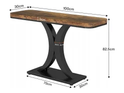 Mesa de Console Industrial, Mesa estreita de Entrada de Hall de 100 cm com Base geométrica, Mesa auxiliar de Corredor Rústica para Sala, entrada