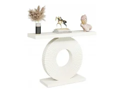 Mesa de Console, Móvel de Entrada com Base Circular em Forma, Mesa de Entrada de 100 cm para entrada do Sala, Corredor, 100 x 30 x 79 cm, Branco
