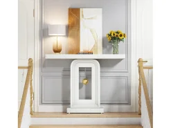Mesa de Console para Entrada, 100 cm com Efeito Mármore, Mesa de Entrada do Corredor com Base em Formato de Relógio