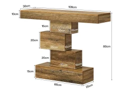 Mesa de console para sala de 108 cm, mesa estreita de madeira para trás do sofá com base geométrica