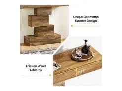 Mesa de console para sala de 108 cm, mesa estreita de madeira para trás do sofá com base geométrica