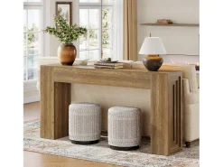 Mesa de console retangular com 160 cm de comprimento, mesa de entrada retangular atrás do sofá