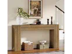 Mesa de console retangular com 160 cm de comprimento, mesa de entrada retangular atrás do sofá