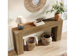 Mesa de console retangular com 160 cm de comprimento, mesa de entrada retangular atrás do sofá