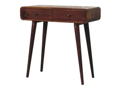 Mesa de corredor curvada em castanho Artisan Furniture, 2 gavetas, castanho