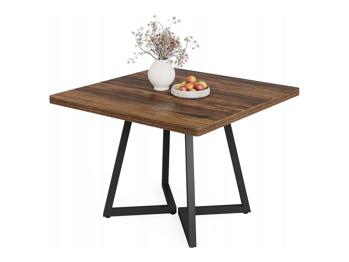 Mesa de Cozinha para 4 Pessoas, Mesa de Sala de Jantar Pequena com Pés Metálicos em Estilo Industrial, 80 x 80 x 75 cm