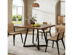 Mesa de Cozinha para 4 Pessoas, Mesa de Sala de Jantar Pequena com Pés Metálicos em Estilo Industrial, 80 x 80 x 75 cm