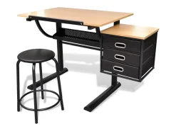 Mesa de desenho inclinável com banco