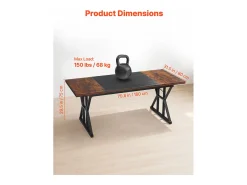 Mesa de Direção SucceBuy 180 x 80 cm, Grande Mesa para Computador Moderna e Simples, Mesa de Estudo em Madeira com Estrutura de Metal, Carga 68 kg, Marrom e Preto