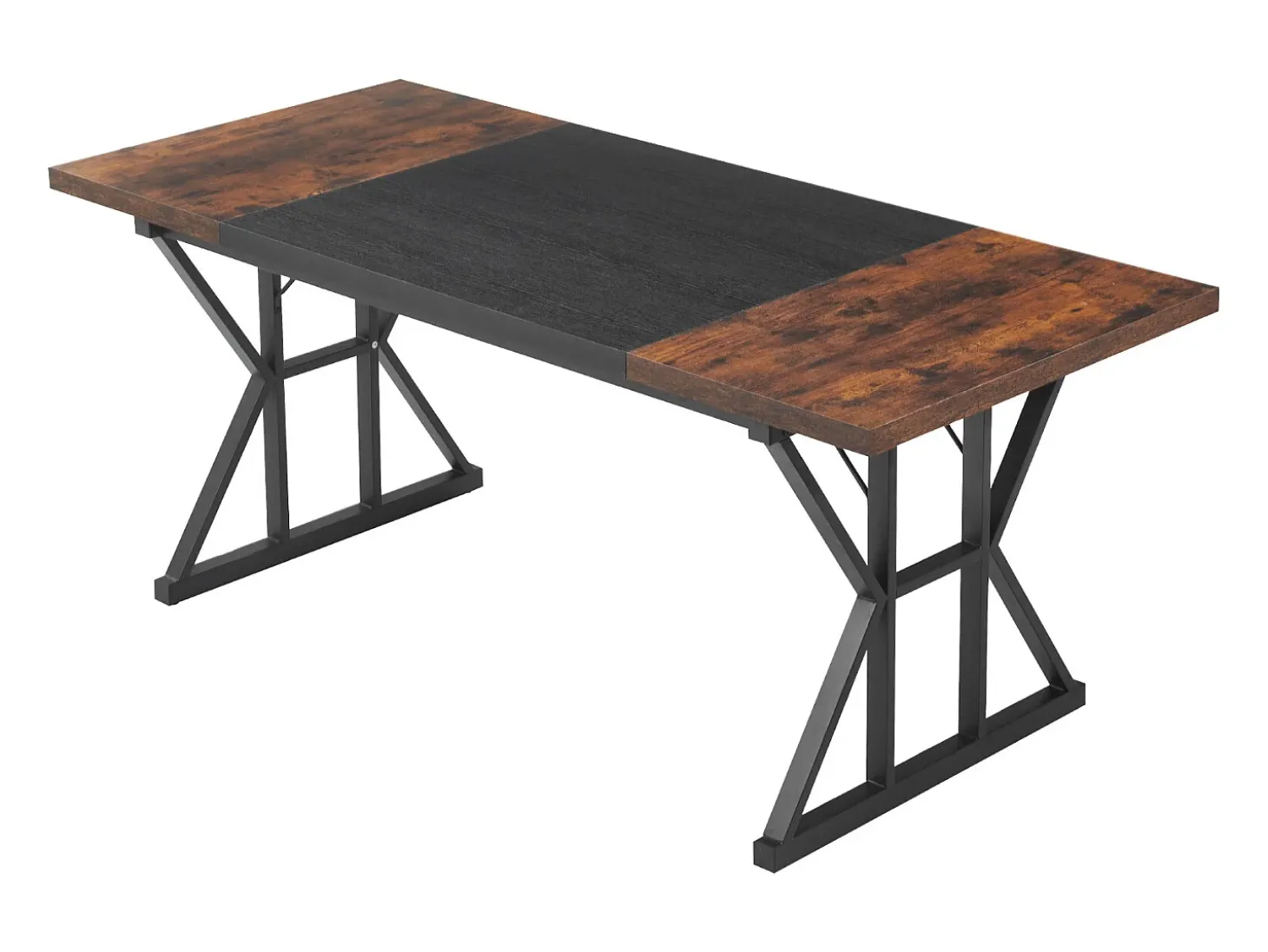 Mesa de Direção SucceBuy 180 x 80 cm, Grande Mesa para Computador Moderna e Simples, Mesa de Estudo em Madeira com Estrutura de Metal, Carga 68 kg, Marrom e Preto