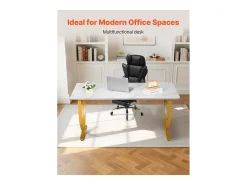 Mesa de Direção SucceBuy 160 x 80 cm, Grande Mesa para Computador Moderna, Mesa de Estudo em Aço Q195 e Placas de Partículas, Carga 158 kg, Branco