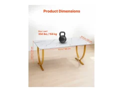 Mesa de Direção SucceBuy 160 x 80 cm, Grande Mesa para Computador Moderna, Mesa de Estudo em Aço Q195 e Placas de Partículas, Carga 158 kg, Branco