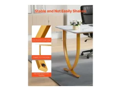 Mesa de Direção SucceBuy 160 x 80 cm, Grande Mesa para Computador Moderna, Mesa de Estudo em Aço Q195 e Placas de Partículas, Carga 158 kg, Branco