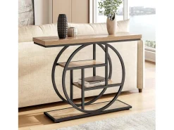 Mesa de entrada de 4 andares atrás do sofá, mesa de sofá em estilo farmhouse de 105 cm para o sala de estar, mesa de entrada para a entrada da casa