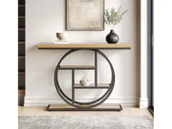 Mesa de entrada de 4 andares atrás do sofá, mesa de sofá em estilo farmhouse de 105 cm para o sala de estar, mesa de entrada para a entrada da casa