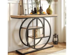 Mesa de entrada de 4 andares atrás do sofá, mesa de sofá em estilo farmhouse de 105 cm para o sala de estar, mesa de entrada para a entrada da casa
