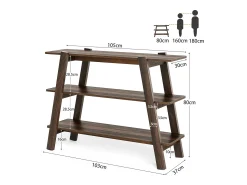 Mesa de entrada de 105 cm, Mesas de console, Mesa para sofá de 3 níveis, estreita e comprida com prateleiras de armazenamento abertas