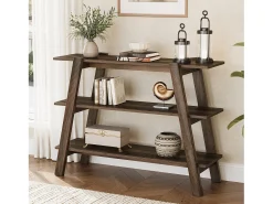 Mesa de entrada de 105 cm, Mesas de console, Mesa para sofá de 3 níveis, estreita e comprida com prateleiras de armazenamento abertas