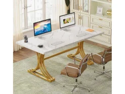 Mesa de escritório, 160 x 80 x 75 cm Mesa de escritório moderna Mesa de trabalho para PC Mesa de jantar