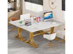 Mesa de escritório, 160 x 80 x 75 cm Mesa de escritório moderna Mesa de trabalho para PC Mesa de jantar