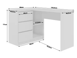 Mesa de Escritório de Canto B16 124cm Esquerda 3 Gavetas Carvalho Craft