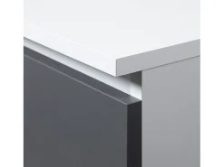 Mesa de Escritório de Canto B20 Direita Branco/ Cinza com Gavetas e Prateleiras