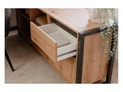 Mesa de escritório moderna "Denver" de canto reversível em carvalho antracite