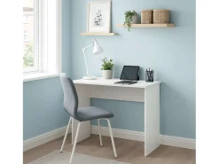 Mesa de escritório para estudo ou escritório, melamina branca fosca, 90 cm