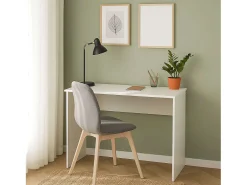 Mesa de escritório para estudo ou escritório, melamina branca fosca, 90 cm
