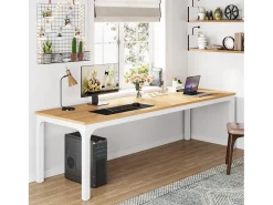 Mesa de Escritório para Home Office para 2 Pessoas, Mesa de Computador Extra Longa de 200cm, Workstation Dupla para Home Office