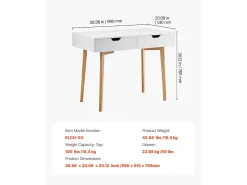 Mesa de Escritório Pequena SucceBuy Secretária de Computador Pequena com Gaveta para Quarto, Branca e Madeira